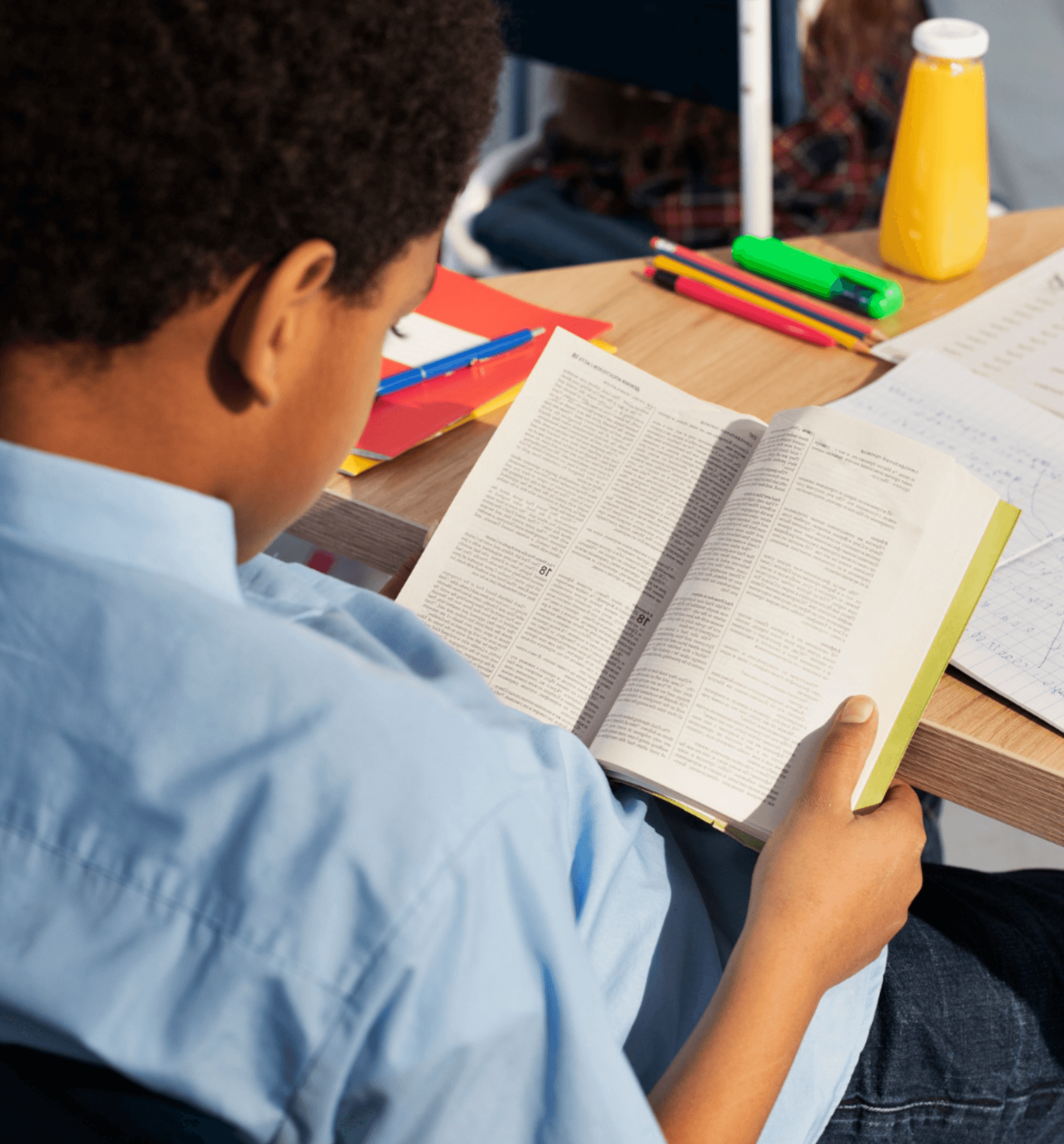 Student studying at desk